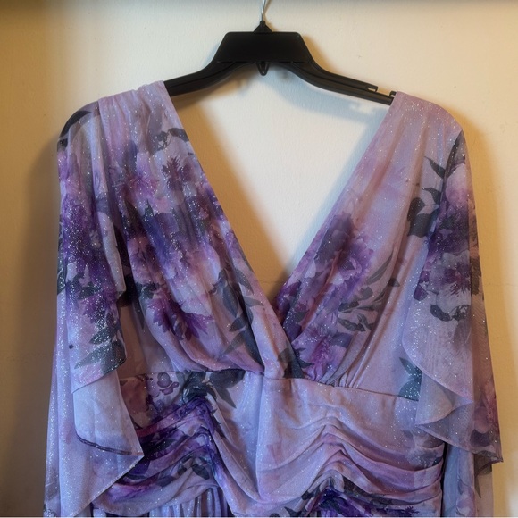 Elegant Purple Floral Women's Dress - Picture 2 of 15